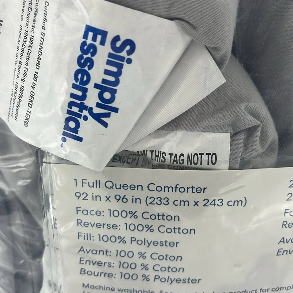 SIMPLY ESSENTIAL 3 Garment Washed Comforter Set Full/Queen Microchip Grey
